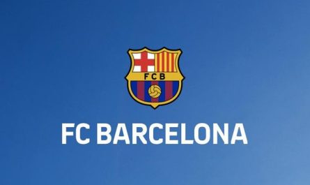 FC Barcelona logo pe fundal albastru
