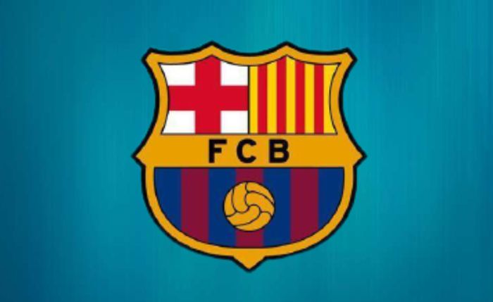 FC Barcelona emblema design fundal turcoaz azuriu