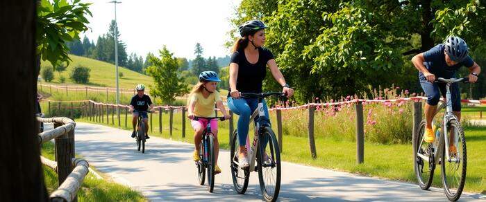 timp liber biciclete natura familie